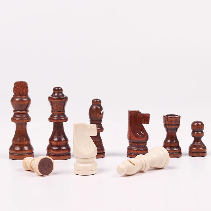 32 Pieses Wooden Chess Standard Tournamen Chessmen，Chess Pieces Only No Board