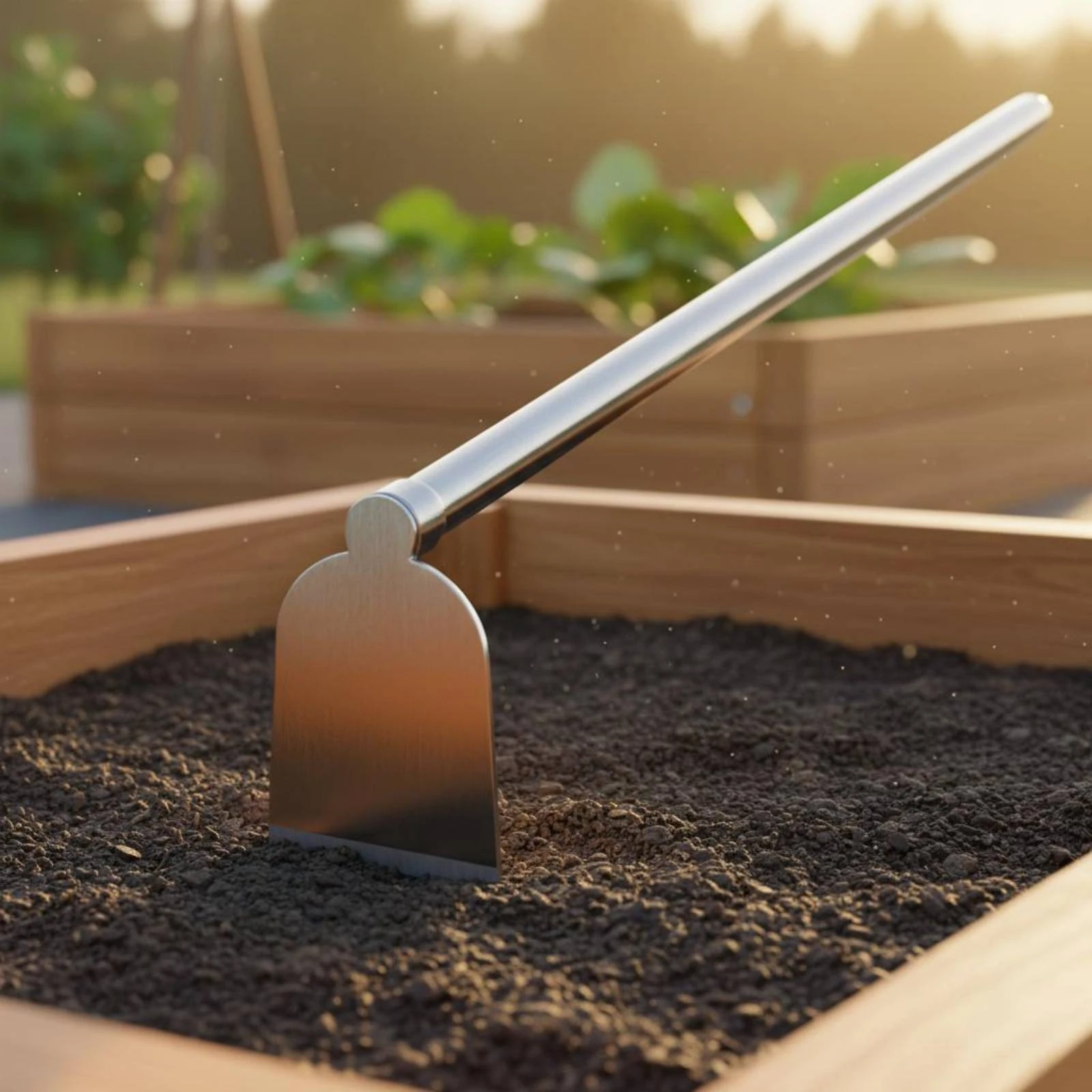 Steel Garden Hoe Soil Loosening Long Handle Hoe Yard Tool Heavy Duty Wide Blade for Farmers, Vegetable Plot