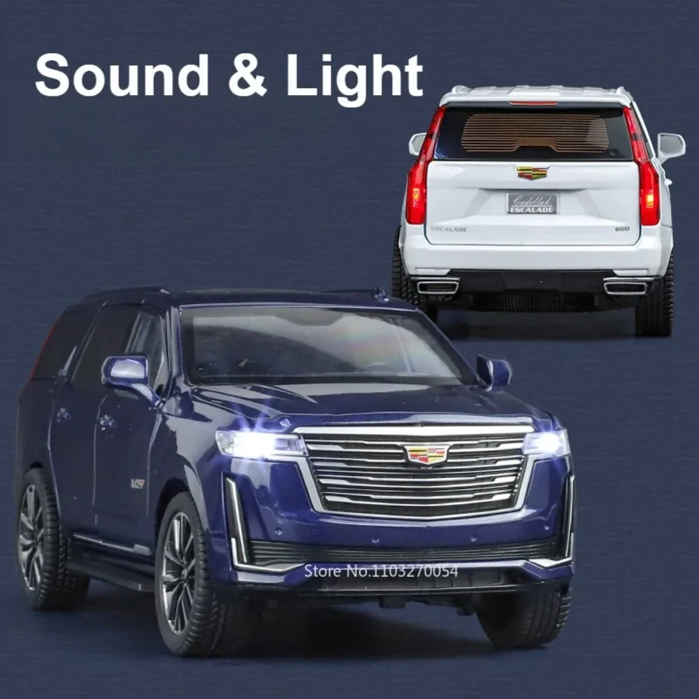 1:24 Legierung Escalade LX570 Modell Spielzeug Diecast Auto Sound Licht Zurückziehen Metall Körper Gummi Reifen Türen Geöffnet Fahrzeug kinder Spielzeug