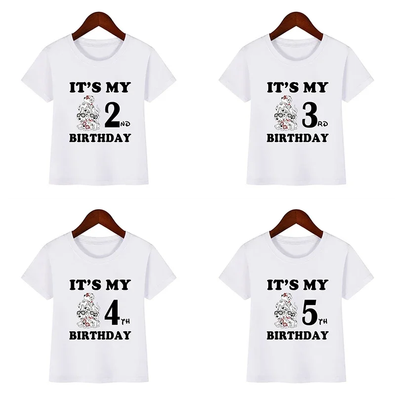 

101 Dalmatians Little Spotted Dogs Print Kids Clothes It's My 1 2 3 4 5 6 7 8 9 Years Birthday Boys Girls T shirt Baby T-Shirt