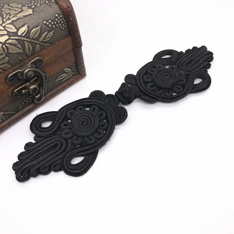 1 Pair Gold Black Chinese Frog Closure Knot Button Fastener for Bags Garments Cheongsam Tang Suit Decoration DIY Sewing Button