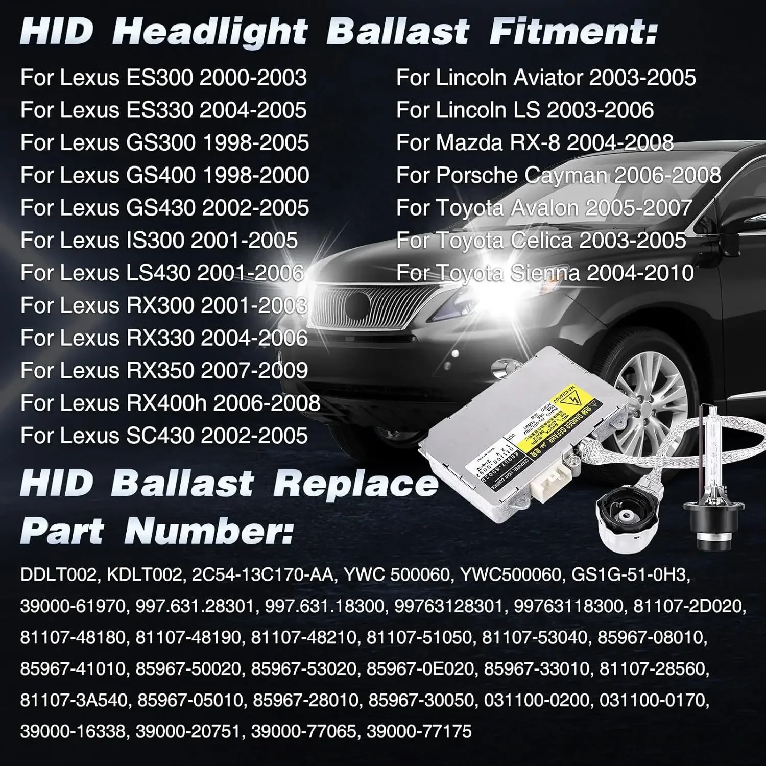 39000-76943 85967-51010 Модуль управления фарами ксенонового балласта HID для Lincoln Aviator 2003-2005 годов 2004-2010 Toyota Sienna EL-1095
