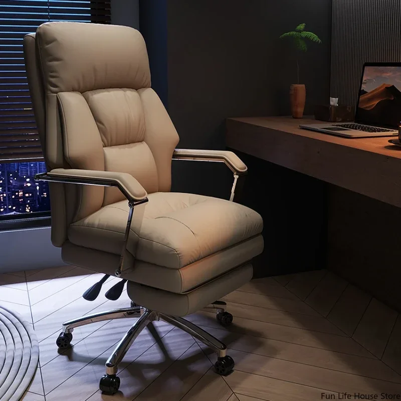 High-end Latex Cushion Study Computer Office Chair, Comfortable Sedentary Leisure Reclining Business Sofa Chair, Home Furniture