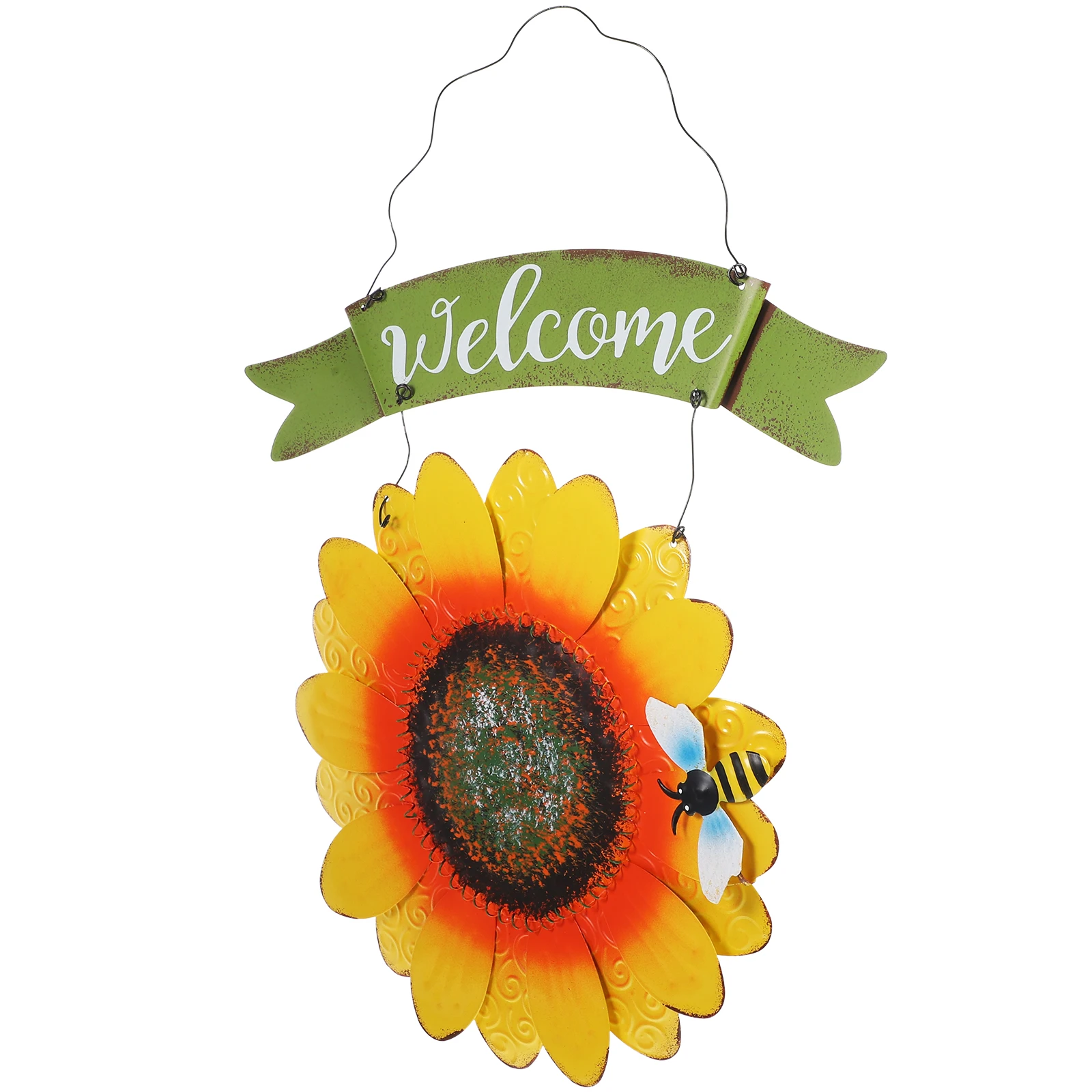 

Welcome Iron Sunflower Sign Decor Metal Wall Hanging for Door Porch Garden Balcony Home Bar Restaurant Summer Outdoor Decor