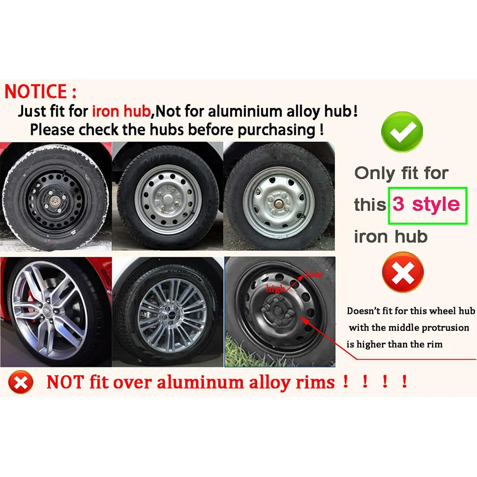 Wheel Cover Replacement R16 Hub Caps Universal Wheel Rim Cover ABS Material Exterior Accessories for Car Trunk SUV-16 Inch