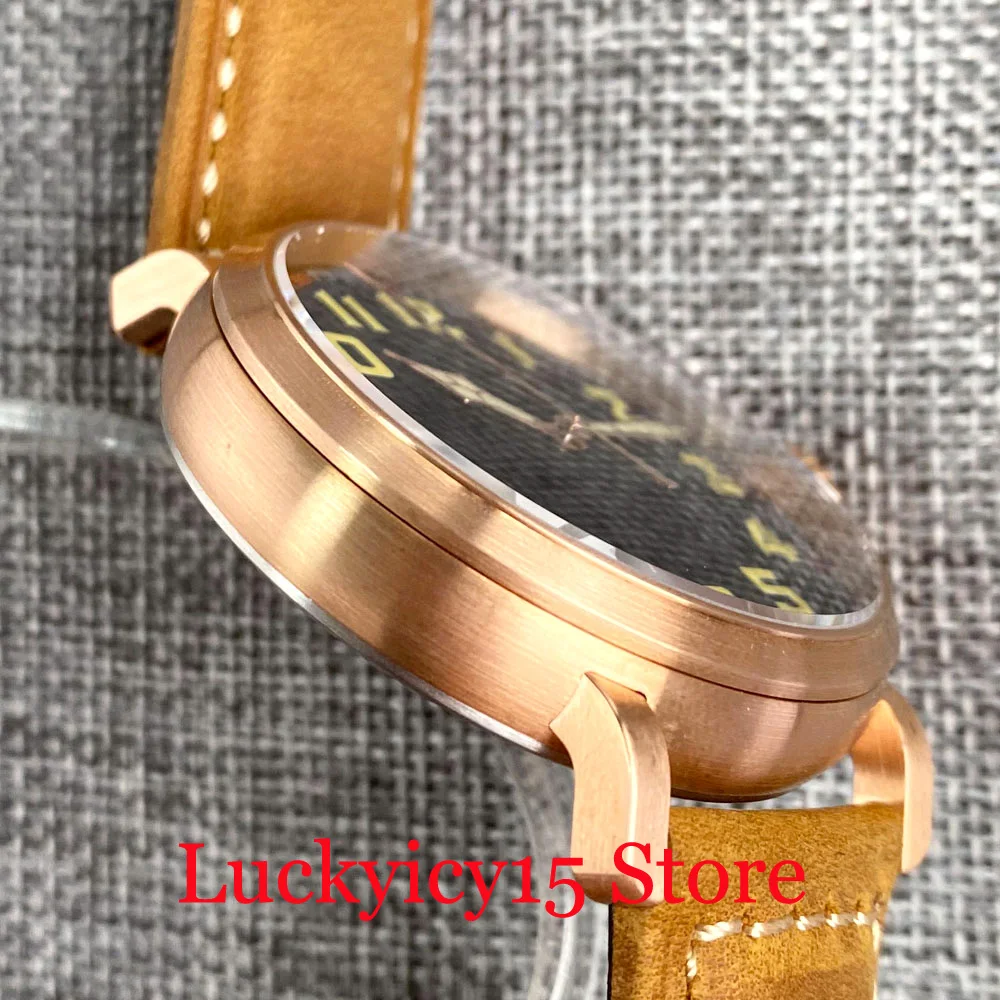 Tandorio 46.5MM CUSN8 Solid Bronze Case 200m Waterproof NH35A PT5000 Movement Watch SelfWinding Men Leather Strap Luminous