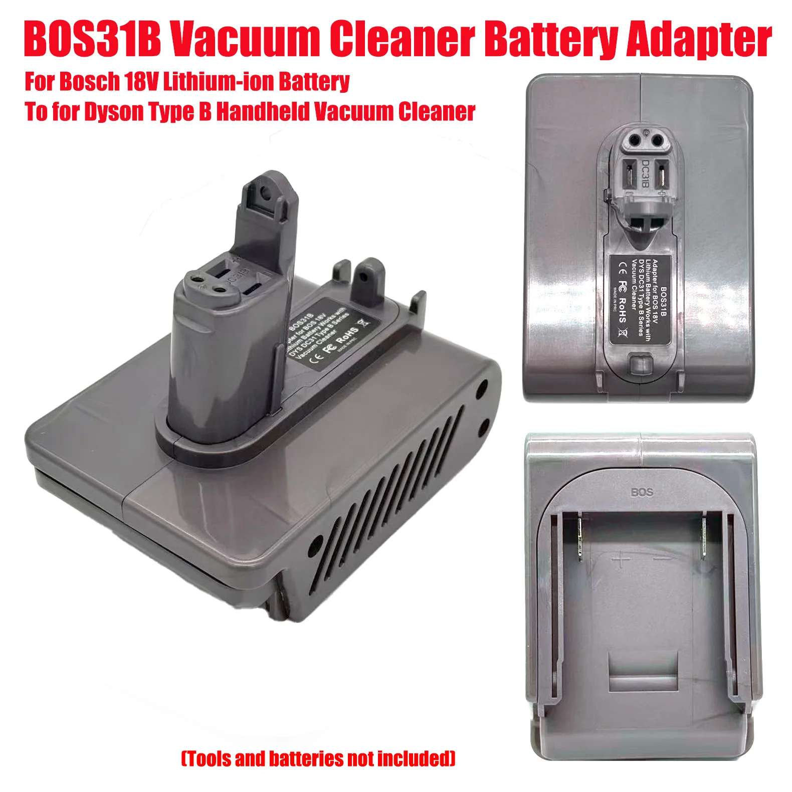 

HAKSINKY Vacuum Cleaner Battery Adapter BOS31B for Bosch 18V Lithium-ion Battery Convert To Use for Dyson Type B Vacuum Cleaners