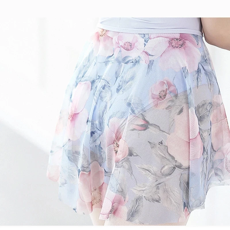 Watercolor Printed Ballet Skirt Dress Adult Female Body Dance Practice Skirts