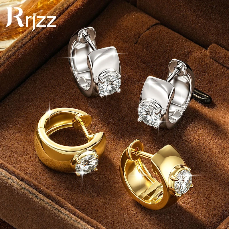 

Rrjzz 5mm D Color Solitaire Moissanite Hoop Earrings Simple Lab Imitation Diamond Huggie Earrings for Women Wedding Jewelry Gift