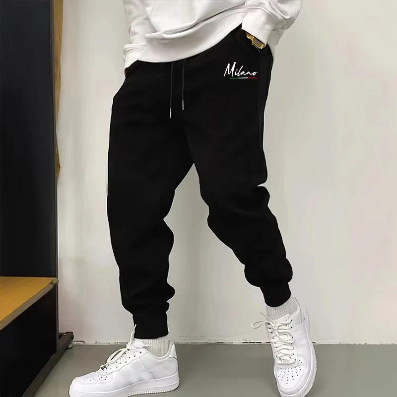

2025 Urban Streetwear Mens Print Jogger Pants Autumn Winter Fashion Trousers Male Casual Home Outdoor Comfort Warm Sweatpants
