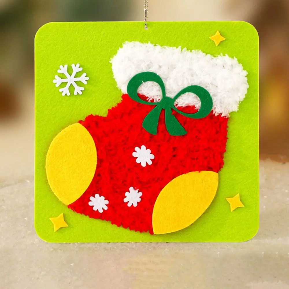 Cartoon Christmas Punch Needle Set Santa Claus Elk Deer Handmade Wool Painting Christmas Stocking Embroidery