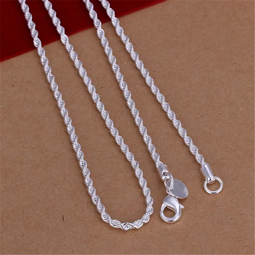 16-24 pollici 925 Sterling silver 2MM collana di corda bella moda elegante per donna uomo catena carino può ciondolo