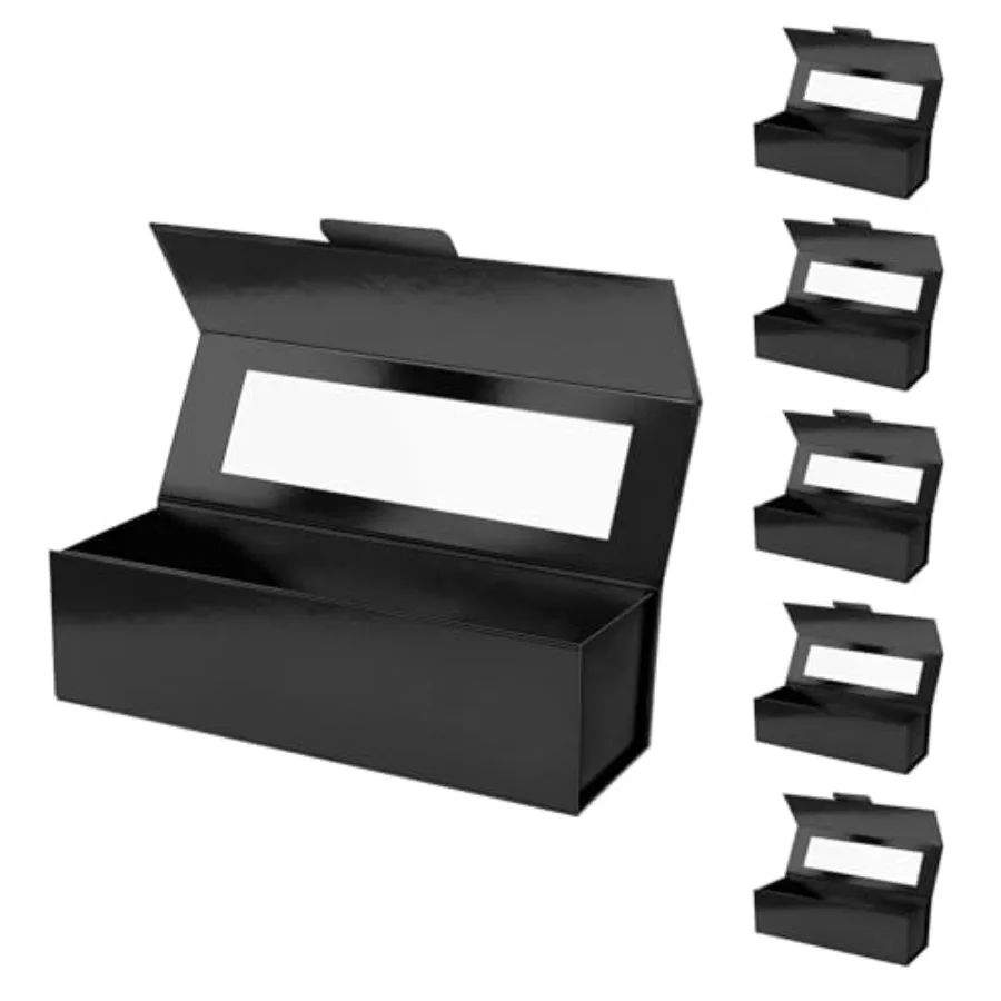 

6 Wine Gift Boxes with Window 13.5x4.5x4 Inch Bottle Gift Boxes for Liquor and Champagne Reusable Collapsible for Wedding Anniv