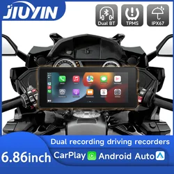 オートバイのタッチスクリーンディスプレイ,JIUYIN-IPX7WaterproofインチのApple Carplayワイヤレスプレーヤー,Android自動Bluetooth,6.86インチの画面