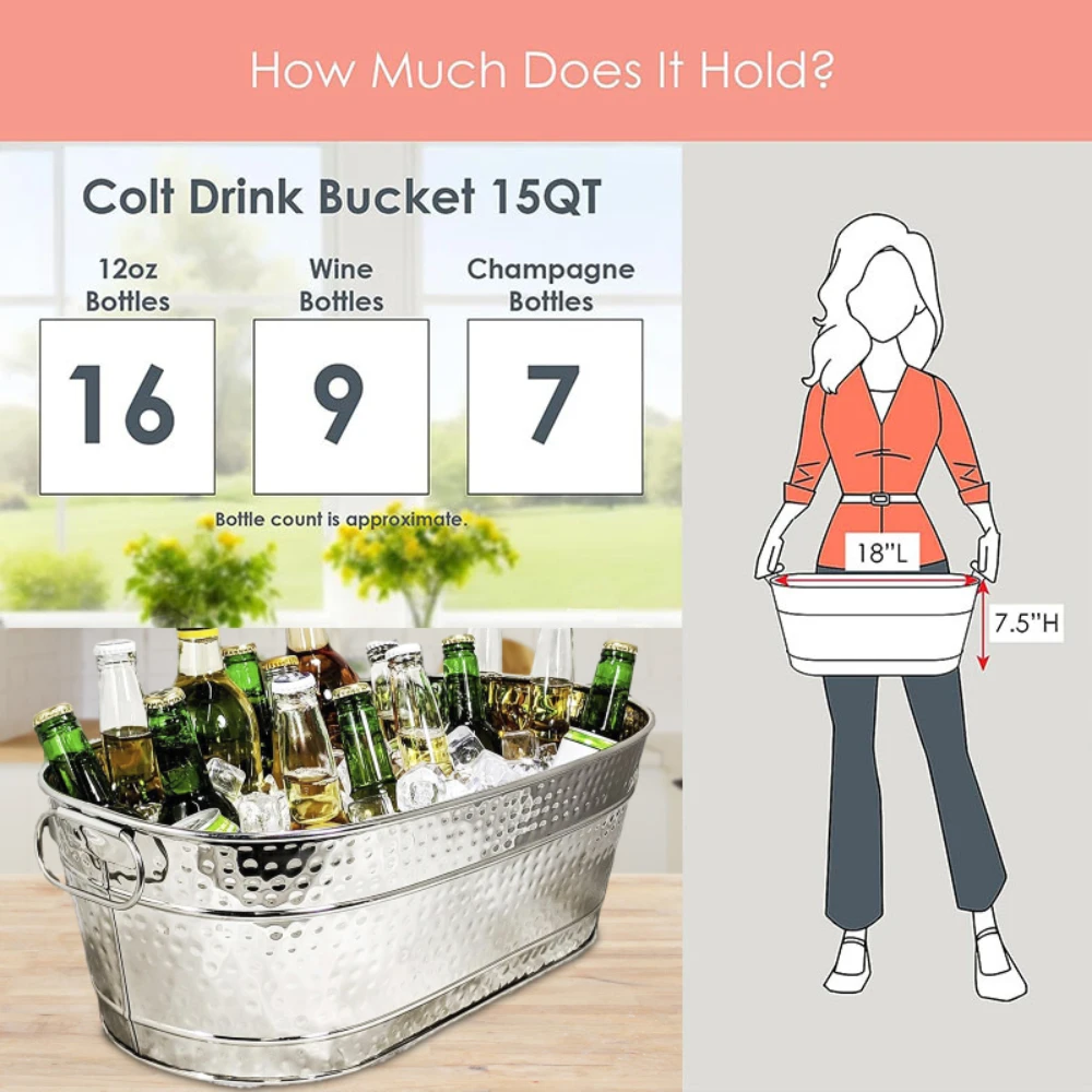 Cubo de hielo galvanizado, con - Wine Beer Cocktail reseña y precio