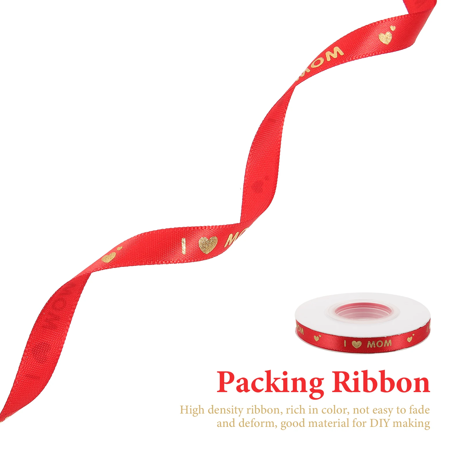 Cinta de poliéster cosida en oro de 1CM con diseño de corazón para el día de la madre, envoltura de regalo con lazo, diademas para invitaciones de boda DIY, novia