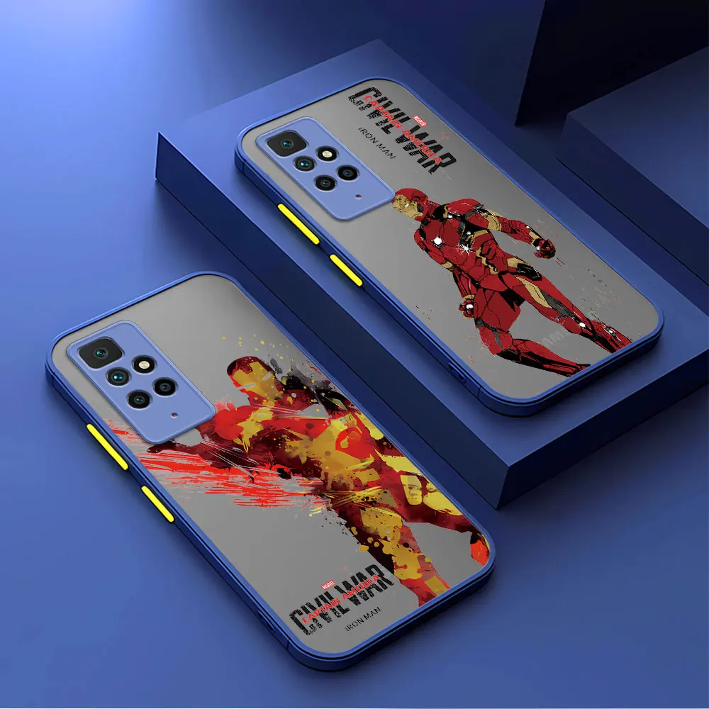 phone case for Redmi Note 11 12 9 Pro Plus K40 10 Lite 12s 9T 9C 11S Protective Sleeve Cover fundas Marvel Tony-Stark Iron--Man