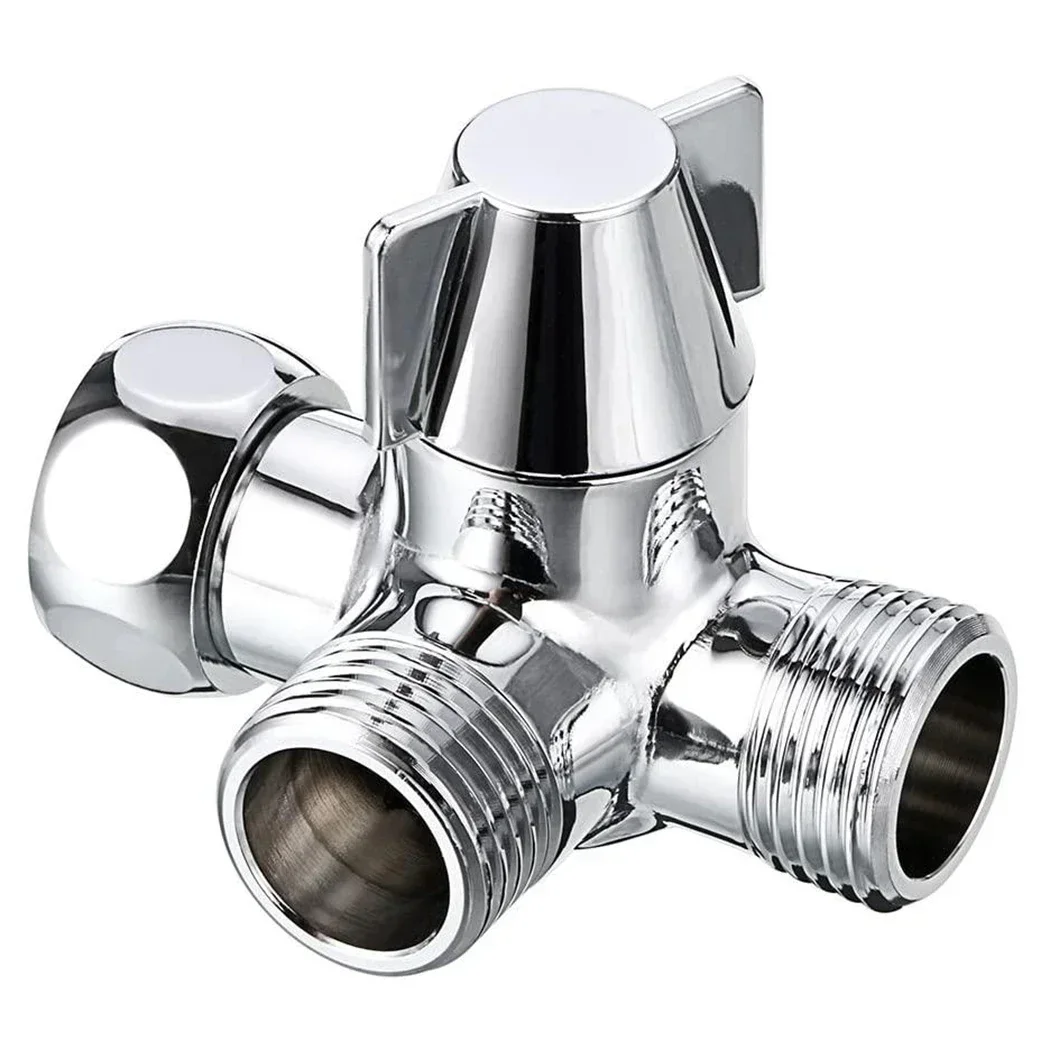 3-way Brass Shower Hose Splitter 1/2" Standard Hand Shower T Adapter Water Valve Diverter 180 Degree Rotating Switch Splitter