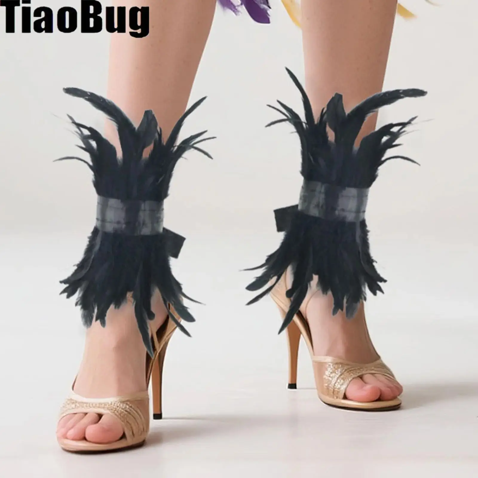 

Feather Women Soft Foot Cuffs Raves Dance Tie-Up Style Ankle Bands Halloween Costume for Cosplay Accessories
