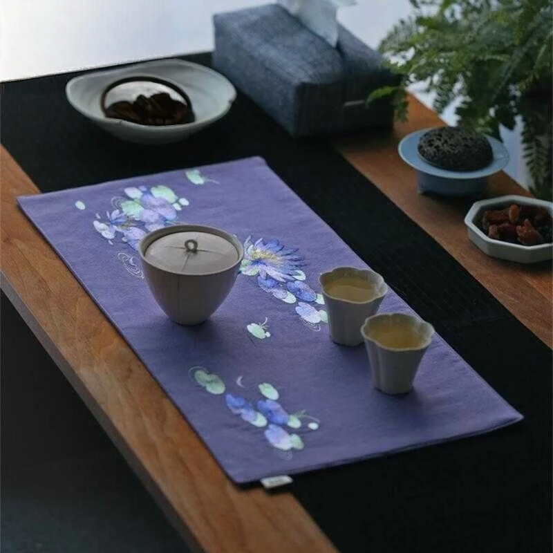 Estampado de degustación de té estilo Wasabi, adobo de imitación antiescaldado, bandera de mesa pequeña, estera de té impresa, bandera de mesa de tela absorbente