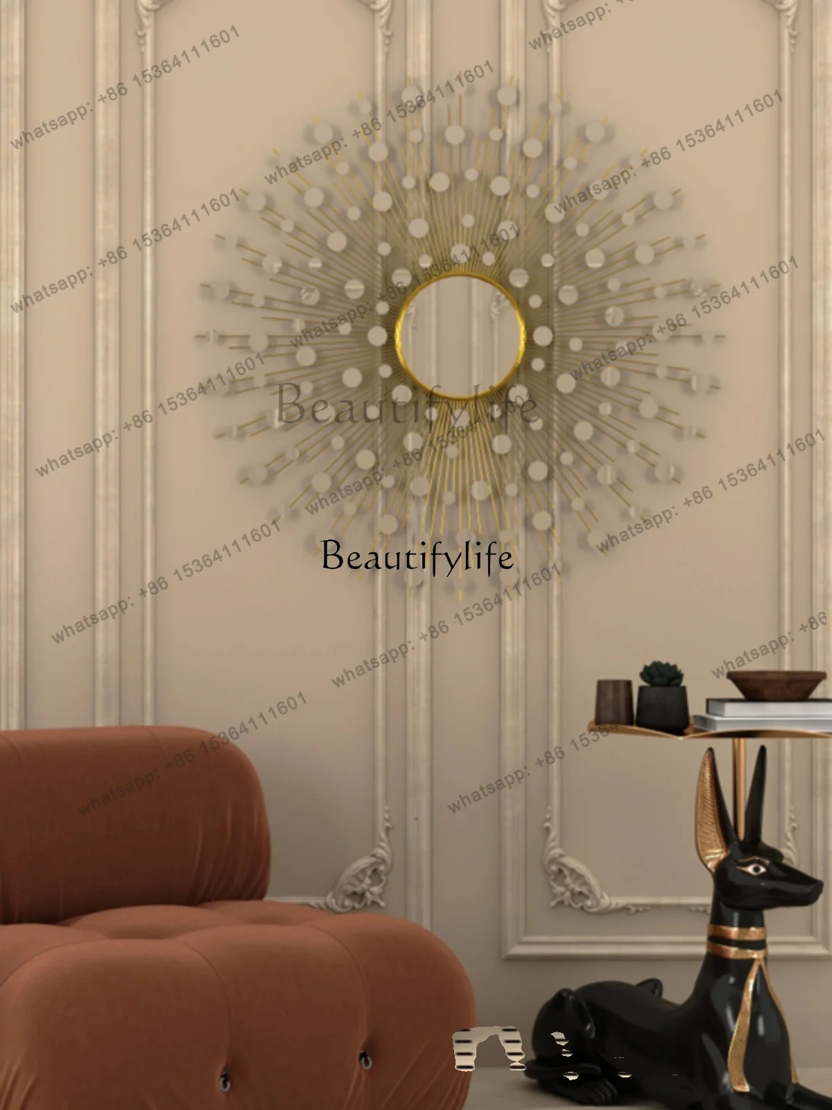 Best Sellers Minimal Light Luxury Retro Wall Decorative Mirror Dining Room Living Room Entry Wall Attached High-end Mirror