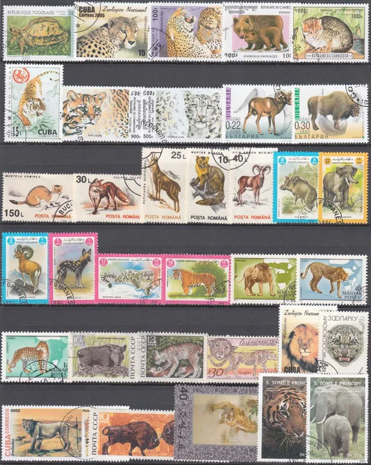 Real Used Stamp Wild Animals 100 All Different All Genuine Worldwide Stamps Non-repeated Foreign Wildlife Collect Postage Stamps