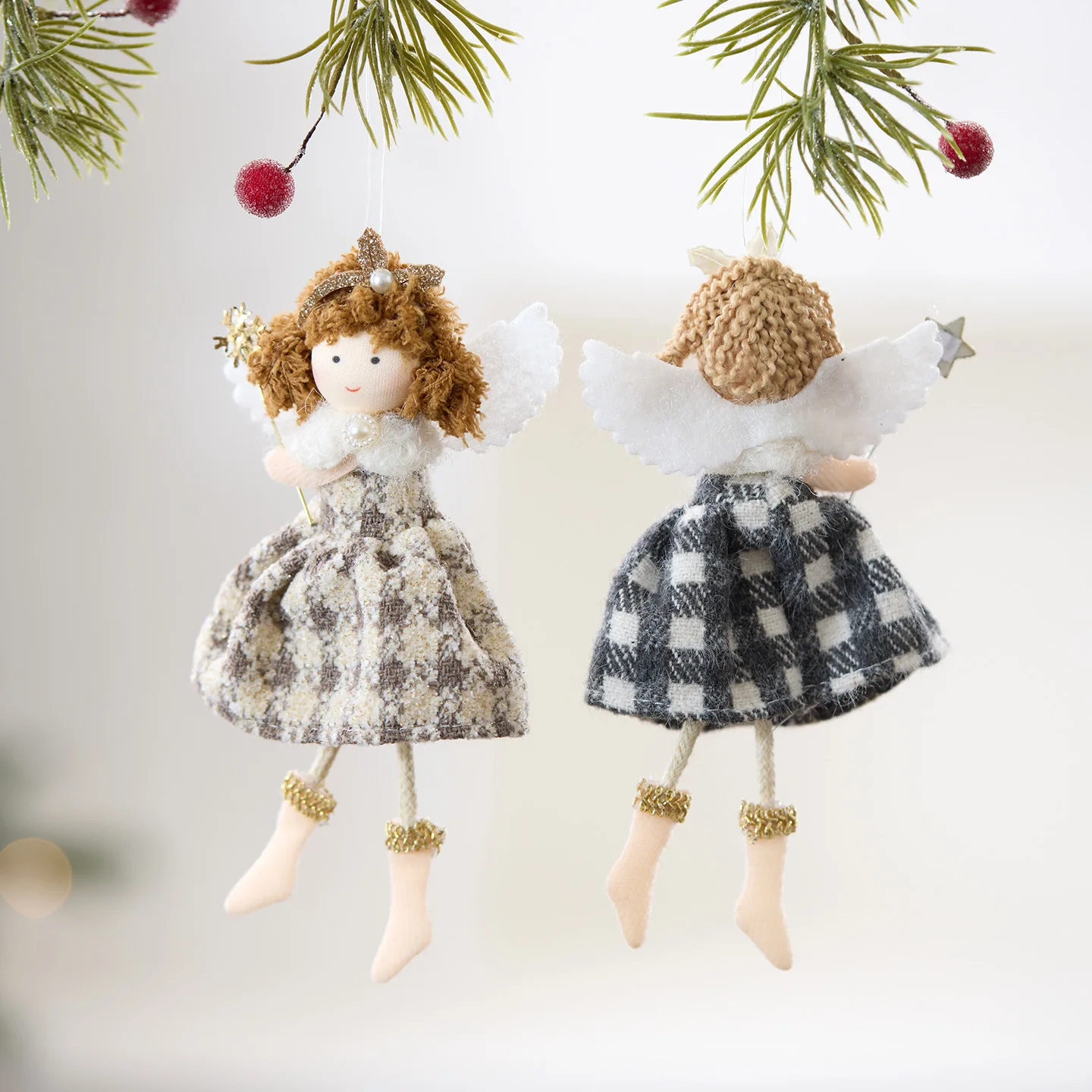 

2Pcs New Ins Lovely Exquisite Little Angel Girl Red Dress Pendant Christmas Tree Hanging Decorations Christmas Ornament