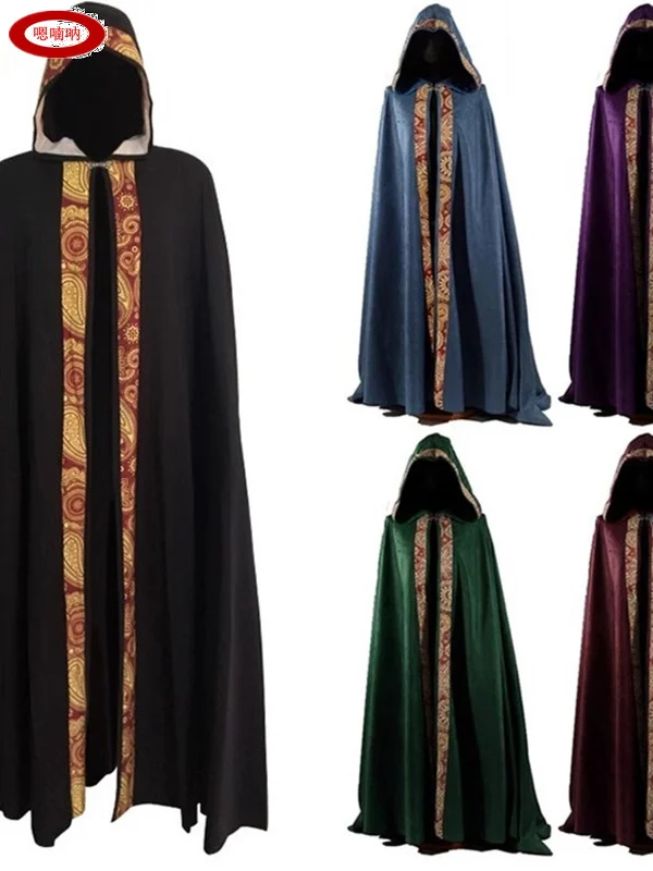 Capa Medieval de Clero com Capuz para loween, Traje de Performance Cosplay Cthulhu, Robe Longo de Fibra de Poliéster 00% ...