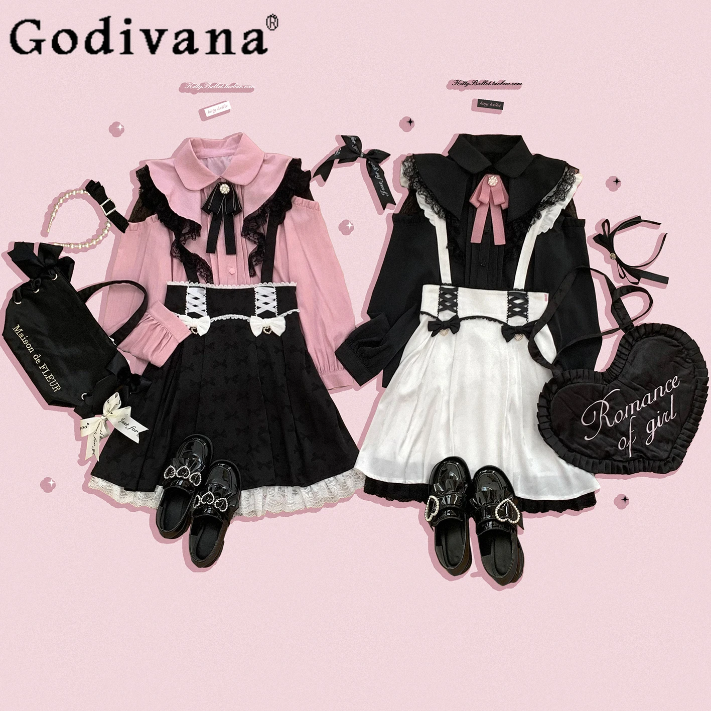 

Original Mass-produced Mine Series Sweet Bow Lace Splicing Skirt for Women High Waist White Short Suspender Skirt Lady Y2k Skirt