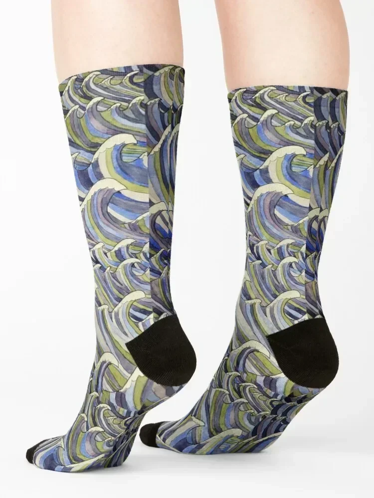 موجات، أزرق أخضر وأرجواني، جوارب صيفية سعيدة، جوارب نسائية مضغوطة للرجال