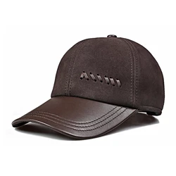 Unisex 100% Genuine Real Leather Baseball Caps Women men Winter Real Leather Hats Casual Real Sheepskin Leather Snapback Cap