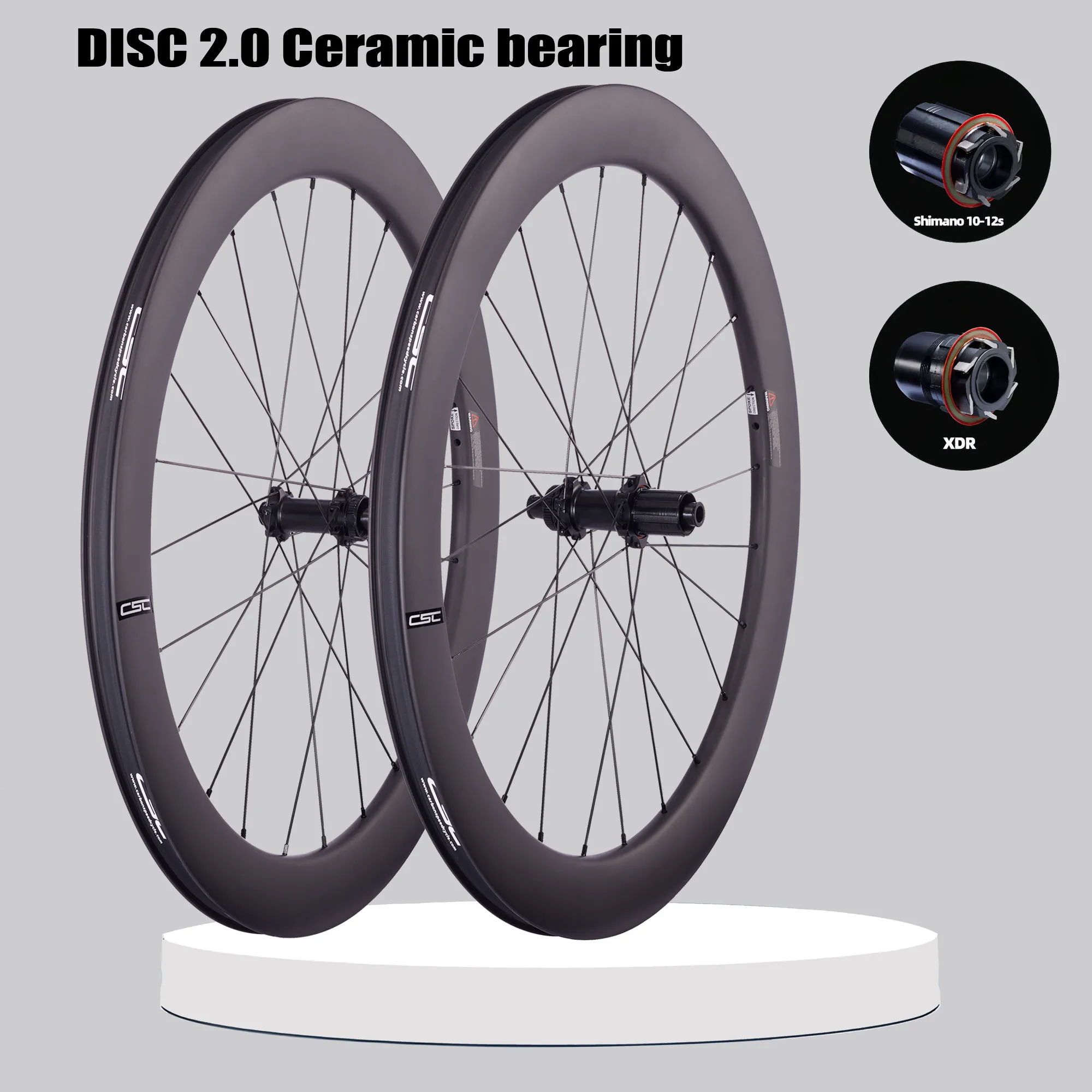 CSC 700C gravier vélo carbone roues en céramique 6 cliquet frein à disque Center serrure tubeless pneu roues pour Cyclocross vélo de route