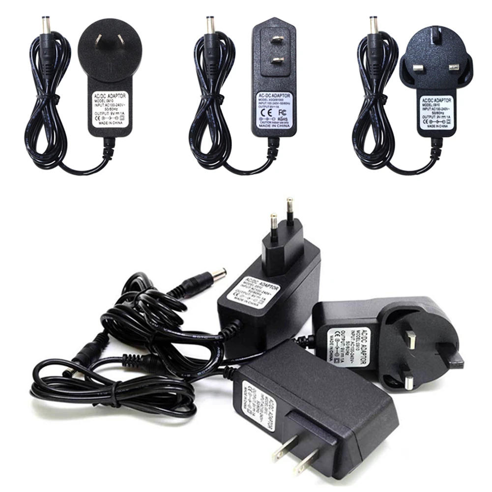 Adaptador de fuente de alimentación para Pedal de guitarra DC 9V 1A para Pedal de efectos US/UK/AU/EU para Accesorios para Instrumentos Musicales