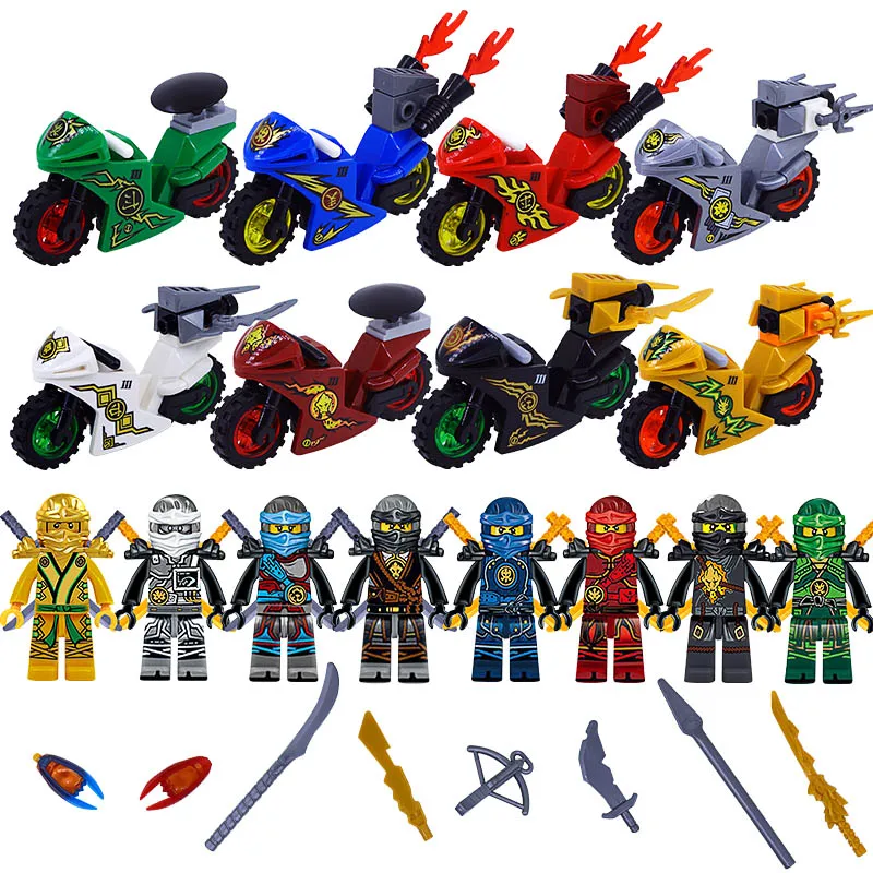 Juego de Mini figuras de juguete Ninja, juguete de bloques de construcción, fantasma malvado, Pythor, Chop'rai, Mezmo, motocicleta, Jay Cole, Kai, Zane, Lloyd, 24 piezas