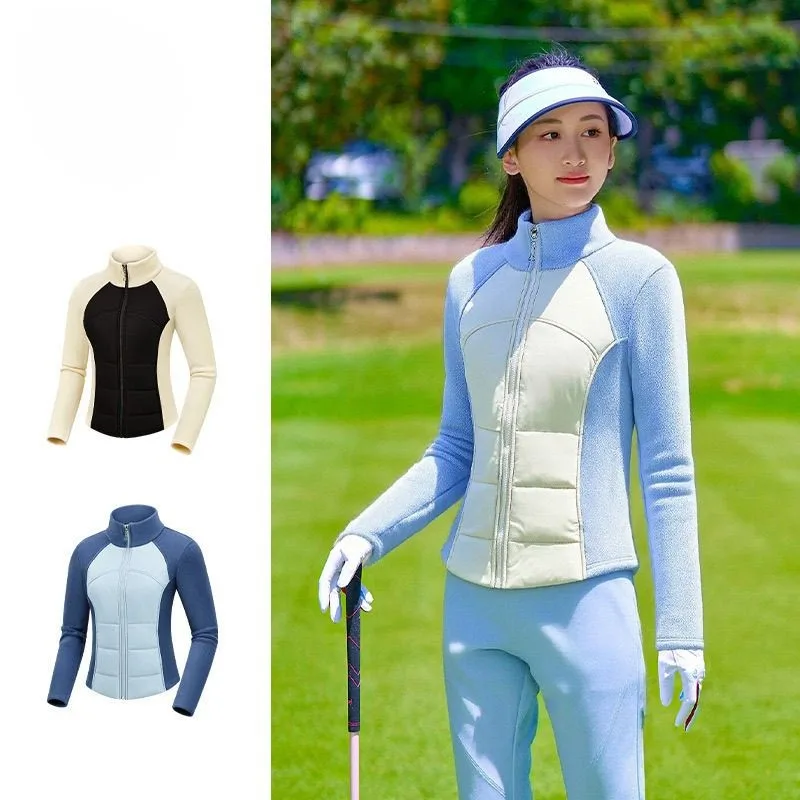 

Women's Golf Jacket Winter Warmth Top Cold-Resistant Fleece Long-Sleeve Slim-Fit Cotton Coat for Sports & Outdoor Activities