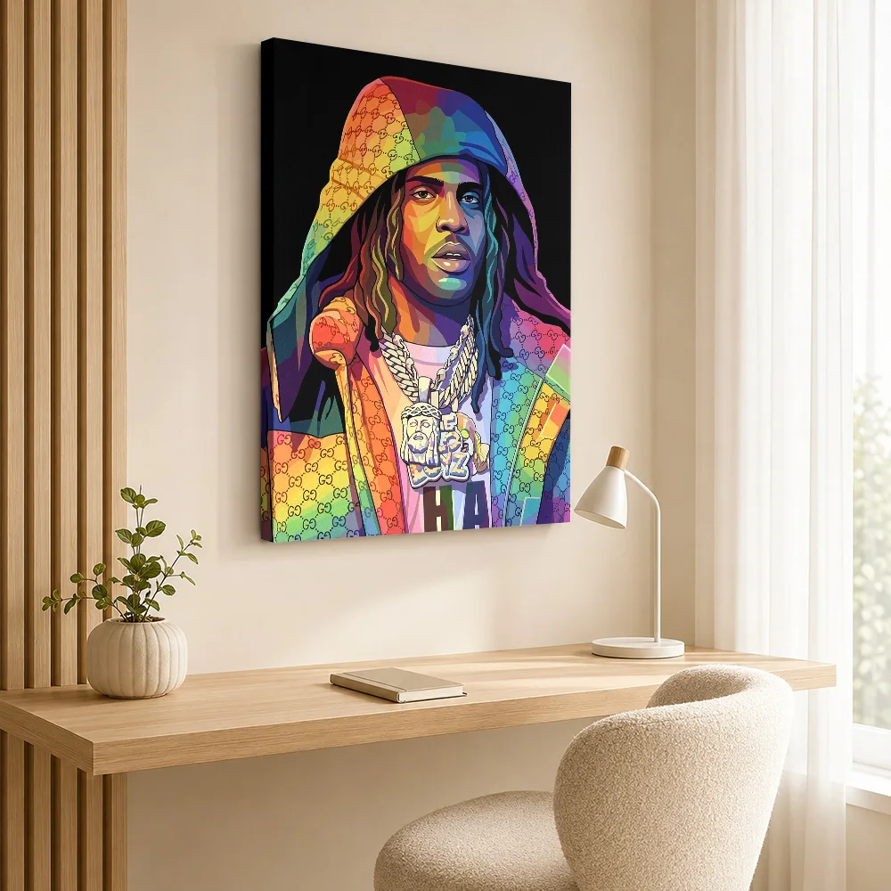 Colorful Portrait of a Chief Keef Rapper Canvas Poster Custom Photo Retro Music Wall Art for Bedroom Decor Gift for Collectors