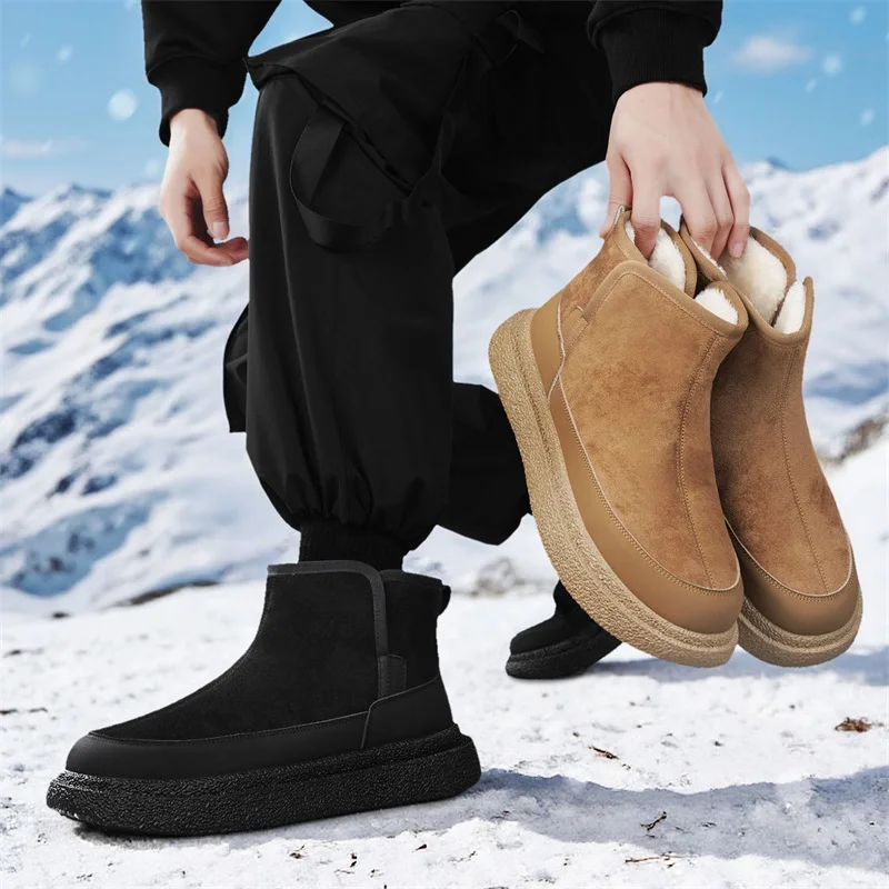 

For Men Plus-size Autumn and Winter Solid and Multi-color Options Available Including Flat-bottomed Mid-calf Suede Thermal Boots