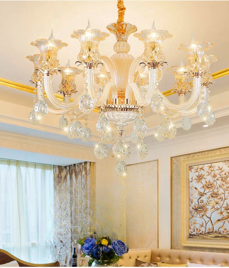 GHJUYIOL Living room crystal light, simple European atmosphere, bedroom light, dining room, European style chandelier, home, vil