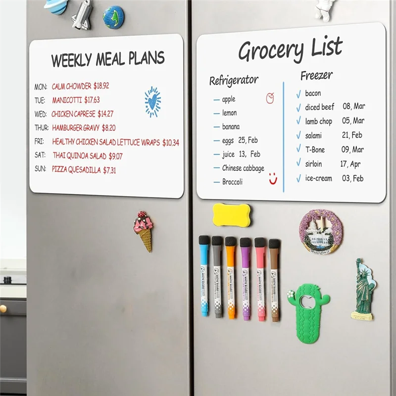 A76F-4 PCS Fridge, Wall Magnet Small Whiteboard Dry Erase Board Stain Resistant Technology, 12 X 8 Inches