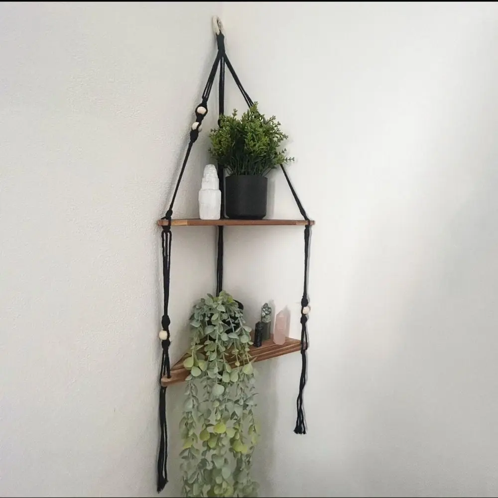 متعددة الأغراض هامش شرابة النبات السنانير المنسوجة يدويا بوهو النباتات المنزلية الشماعات بسيطة جدار قلادة اناء للزهور الجرف زارع الرف #4