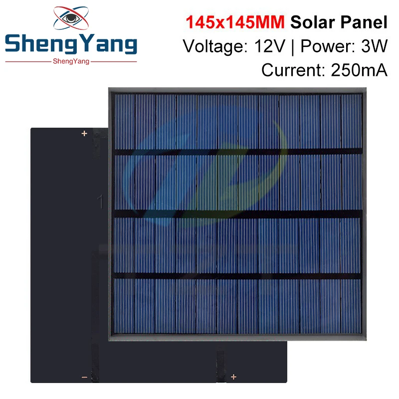 Imagem -03 - Tzt 12v 250ma 3w Painel Solar Policristalino 145*145 mm Mini Sistema Solar Sunpower Faça Você Mesmo para Bateria Carregador de Telefone Celular