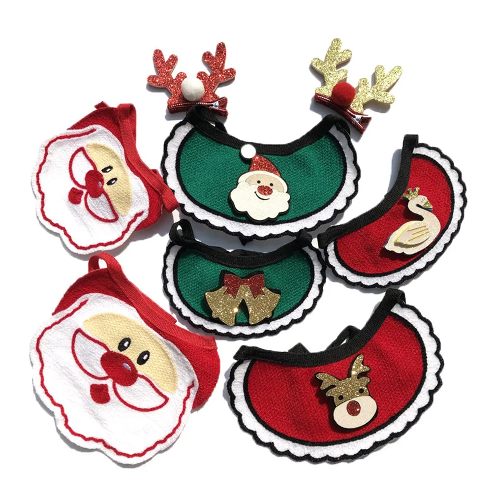 

Christmas Pet Bib Triangle Scarf Adjustable Design Dog Cat Collar Decor Dog Christmas Pet Collar Decor