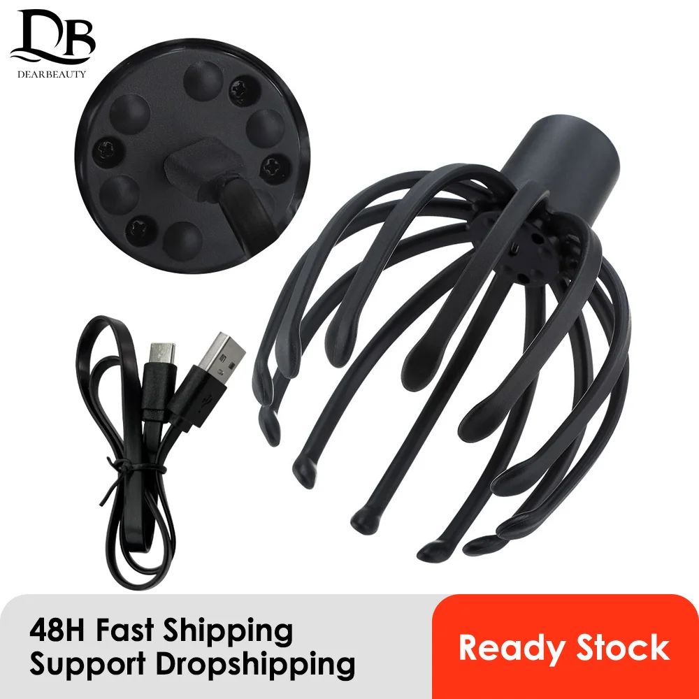 

Электрический массажер для кожи головы с когтями осьминога, снятие стресса, терапевтический скребок для головы, снятие стресса и стимуляция волос, громкая связь, USB