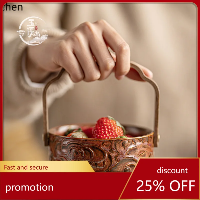 

Zml ceramic retro portable fruit plate for home snacks candy box exquisite nuts fruit basket snack plate