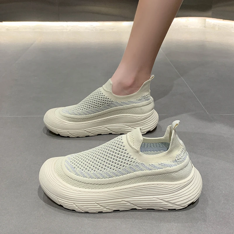 Summer Breathable Mesh Casual Shoes for Women New Korean Style Thick-soled Height-increasing Women's Shoes Lazy Kicks