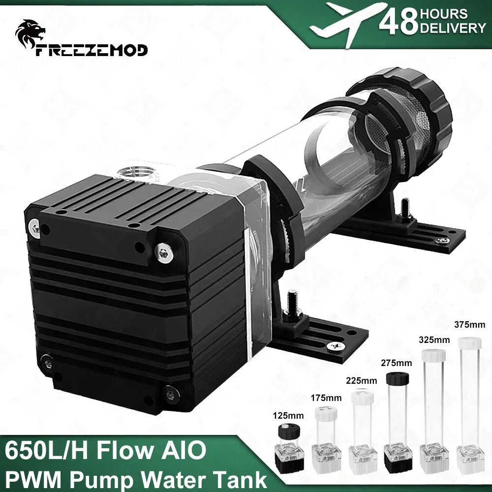 

One-piece Reservoir with Pump FREEZEMOD RGB Water Tank 650L/H Integrated PWM Speed Control Head 3.5 Meters Flow MOD PUB-FS6PD
