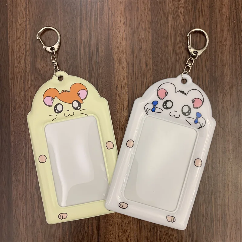 Hamtaro Bejou Hamster ID Card Holder Card Case Cartoon Kawaii Cute Idol Photo Display PVC Pass Case Bag Keychain Clip