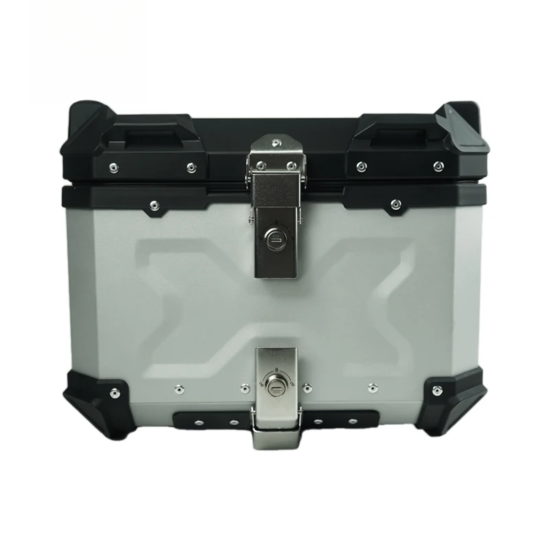 High Quality F2-MOTO 45L-X Silver + Black Aluminum Alloy Top Box Suitable Motorcycle And Vehicle Tail I Hot Selling