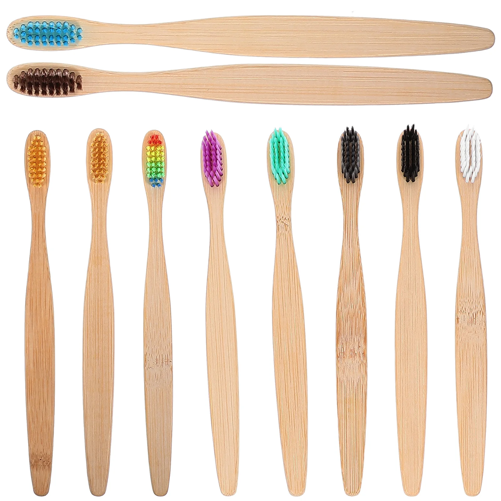 

10 Pcs/box Bamboo Wood Toothbrush Sustainable Compact Bristles Natural Manual Soft Biodegradable