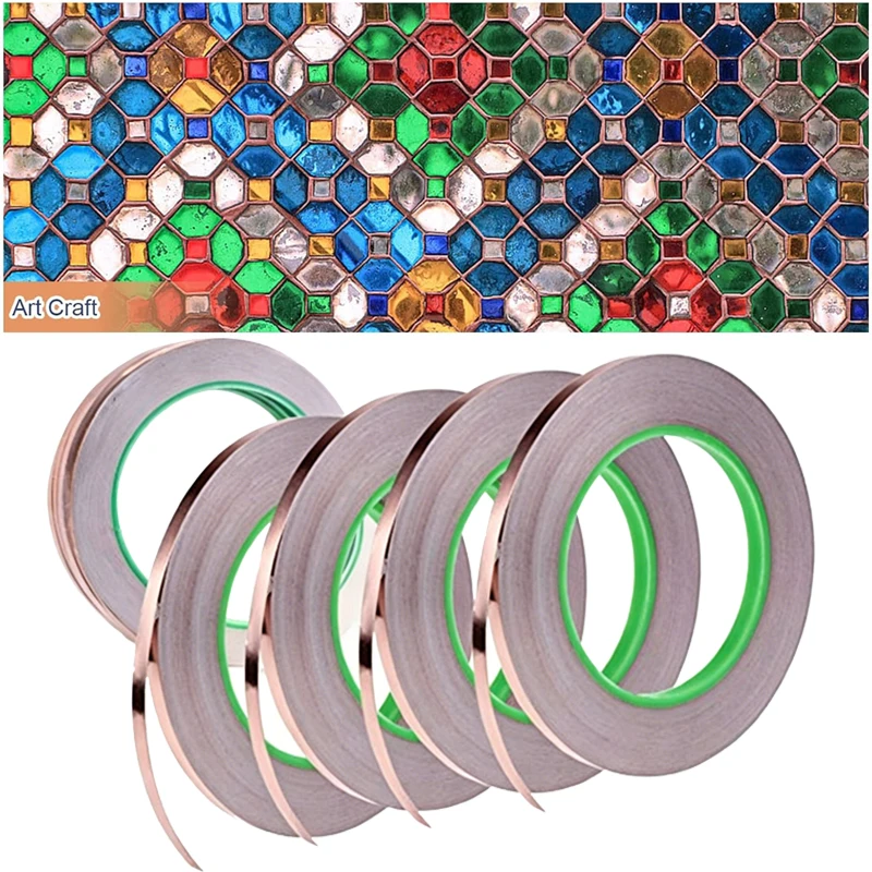 20m Copper Foil Tape Double-Sided Conductive For Stained Glass Guitar and EMI Shielding Electrical Repairs Jewlery Making Crafts